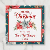 Farmhouse Poinsettia Rustige kerstcadeautags Bedankjes Labels (Voorkant)