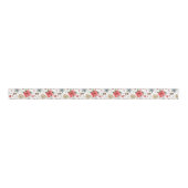 Farmhouse Poinsettia White & Red Rustige Kerstmis Grosgrain Lint (Voorkant)