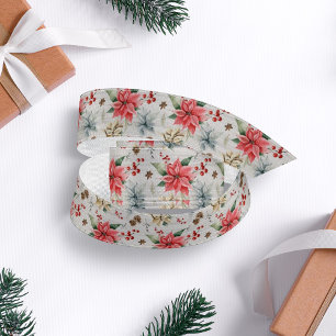 Farmhouse Poinsettia Wooden Rustige Kerstmis Grosgrain Lint