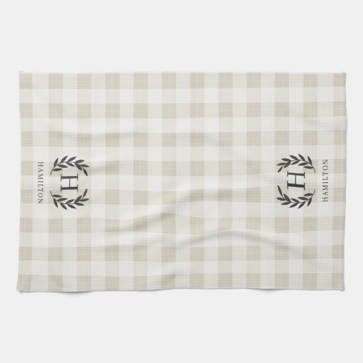 Farmhouse Pset Laurel Monogram & Naam Theedoek (Horizontaal)