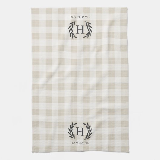 Farmhouse Pset Laurel Monogram & Naam Theedoek (Verticaal)