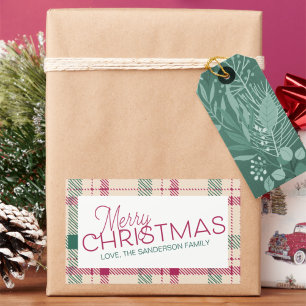 Farmhouse Pset Merry Kerstfamilie Naam Rectan Rechthoekige Sticker