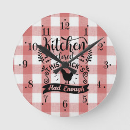Farmhouse Red And White Gingham Kitchen Wall Clock Ronde Klok