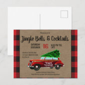 Farmhouse Red Buffalo met kerstfeest Aankondigingskaart (Voorkant / Achterkant)