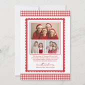 Farmhouse Red Gingham Bow Christmas Holiday Photo Feestdagenkaart (Achterkant)
