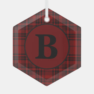 FARMHOUSE RED GINGHAM CHECKERED PLAID GLAS ORNAMENT