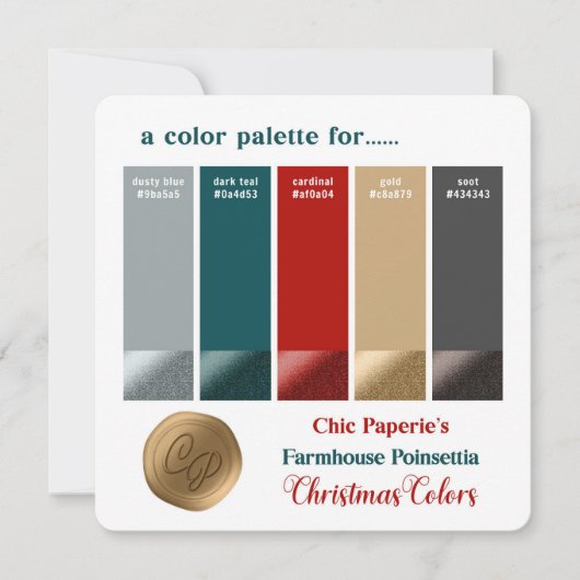 Farmhouse Red & Gold kerstkleurenpalet Kaart (Voorkant)