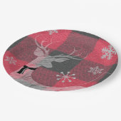 Farmhouse Red & Grey Buffalo Deer Snowflake Papieren Bordje (Gekanteld)