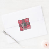 Farmhouse Red & Grey Buffalo Deer Snowflake Vierkante Sticker (Envelop)