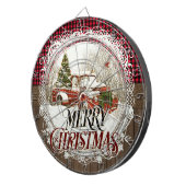  Farmhouse Red Pickup Truck Merry Kerstmis Dartbord (Voorkant Rechts)
