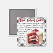 Farmhouse Red Velvet Cake Recipe Black White Plaid Magneet (Voorkant / Achterkant)