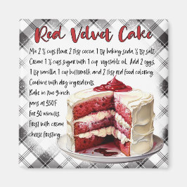 Farmhouse Red Velvet Cake Recipe Black White Plaid Magneet