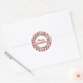 Farmhouse Red White Buffalo Check Merry Kerstmis Ronde Sticker (Envelop)