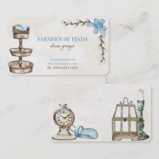 Farmhouse Retro  Finances Treasures Visitekaartje (Voorkant / Achterkant)