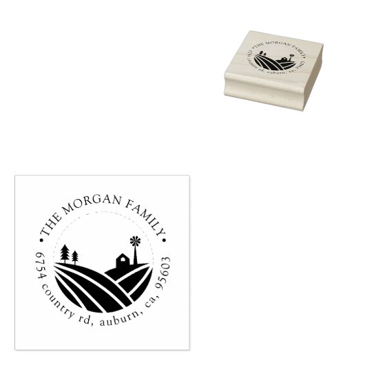 Farmhouse ⎥ Return Address Stamp Rubberstempel (Gestempeld)