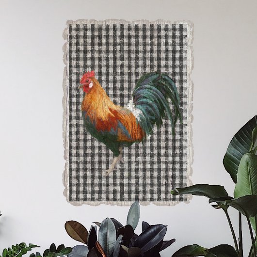 Farmhouse Rooster Black White Buffalo Check Pset Tissuepapier