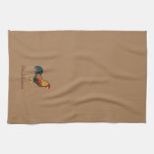 Farmhouse Rooster Personalized Brown Kitchen Towel Theedoek (Horizontaal)