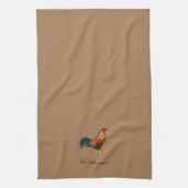 Farmhouse Rooster Personalized Brown Kitchen Towel Theedoek (Verticaal)