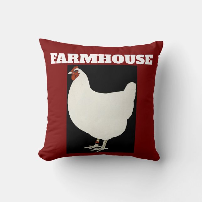 FARMHOUSE ROOSTER rode SIERKUSSENNEN Kussen (Voorkant)