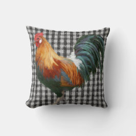 Farmhouse Rooster Rustic Country Black and White Kussen