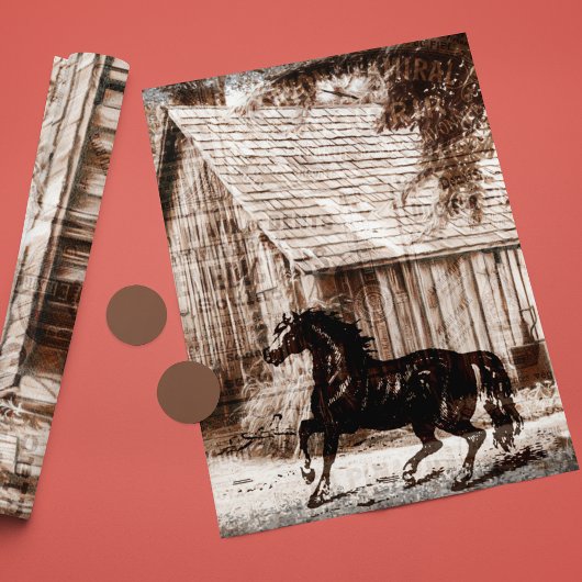 Farmhouse Rustic Barn Horse Cadeaupapier