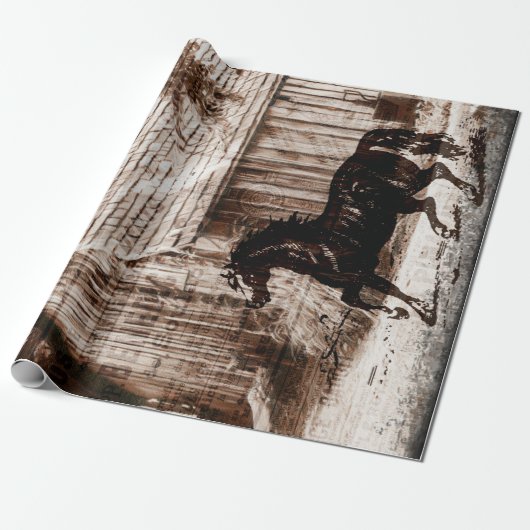Farmhouse Rustic Barn Horse Cadeaupapier (Uitgerold)