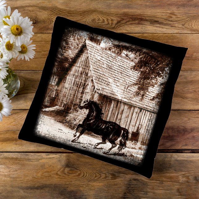 Farmhouse Rustic Barn Horse Kussen (Creator heeft geüpload)