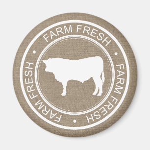 Farmhouse Rustic Boerderij Fresh White Bull Faux B Magneet