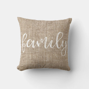 Farmhouse Rustic Brown Sacking Burlap FAMILY Kussen