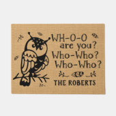 Farmhouse Rustic Burlap Owl die Funny Custom Boerd Deurmat (Voorkant)