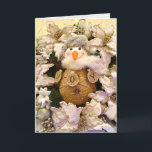 Farmhouse Rustic Burlap Snowman Poinsettia Holiday Feestdagen Kaart<br><div class="desc">Viel het vakantieseizoen met deze welkome, leuke en feestelijke sneeuwman! Het foto-afbeelding op de Holiday-kaart is een modern boerenbedrijf geïnspireerd geschreeuw met een rotte glam sneeuwman met een schoot lijf, zachte sjaal en warm pet, perfect voor het weer bij de wijnstok! Versiemde balletjes spellen JOY, en de glimlachende sneeuwman wordt...</div>