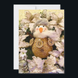 Farmhouse Rustic Burlap Snowman Poinsettia Holiday Feestdagenkaart<br><div class="desc">Viel het vakantieseizoen met deze welkome, leuke en feestelijke sneeuwman! Het foto-afbeelding op de Flat Holiday Kaart is een moderne, op boerderij geïnspireerde kreet met een rustige glam sneeuwman met een schoot lijf, zachte sjaal en warm pet, perfect voor het weer bij de wijnstok! Ornament-vormige balletjes spellen JOY, en de...</div>