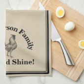 Farmhouse Rustic Chicken Custom Family Theedoek (Quarter Fold)