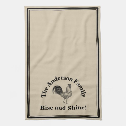 Farmhouse Rustic Chicken Custom Family Theedoek (Verticaal)