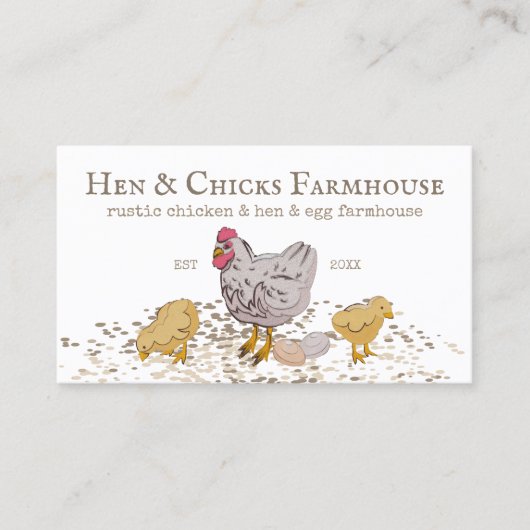 Farmhouse Rustic Chicks Hen Boerderij Visitekaartje (Voorkant)