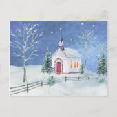 Farmhouse Rustic Church Kerstmis Scene Briefkaart (Voorkant)