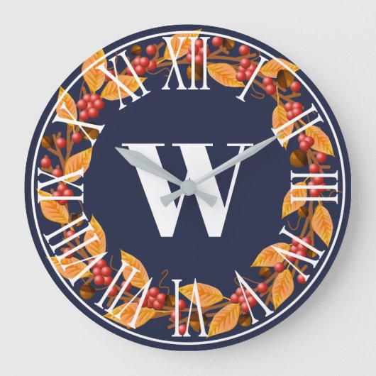 Farmhouse Rustic Fall Wreath & Navy Grote Klok (Voorkant)