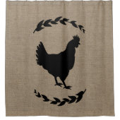 Farmhouse Rustic Faux Burlap Laurels Black Hen Douchegordijn (Voorkant)