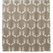 Farmhouse Rustic Faux Burlap White Deer Antlers Douchegordijn (Voorkant)