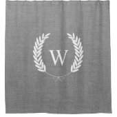 Farmhouse Rustic Faux Gray Burlap Monogram Douchegordijn (Voorkant)