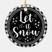 Farmhouse Rustic Gingham Let it Snow Keramisch Ornament (Achterkant)