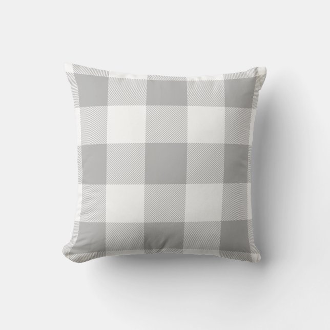 Farmhouse Rustic Grey Buffalo Check Pset Kussen (Voorkant)