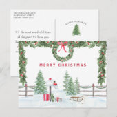 Farmhouse Rustic Merry kerst Mail Scene Briefkaart (Voorkant / Achterkant)