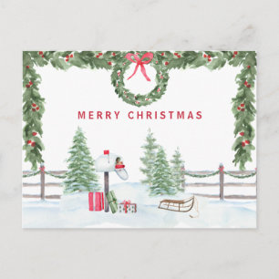 Farmhouse Rustic Merry kerst Mail Scene Briefkaart