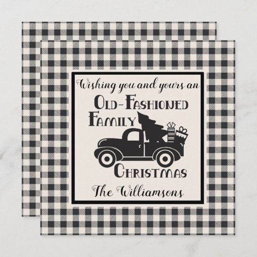 Farmhouse Rustic Old Fashioned kerstKaart (Voorkant / Achterkant)