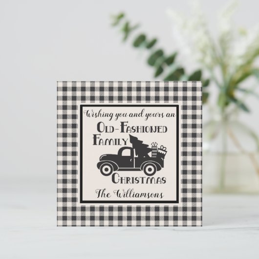 Farmhouse Rustic Old Fashioned kerstKaart (Staand voorkant)