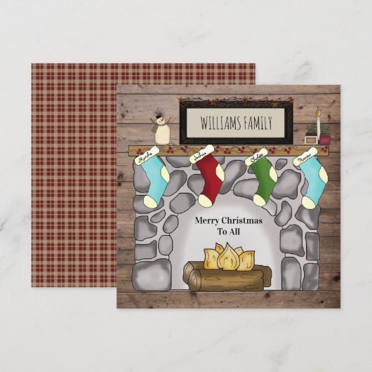 Farmhouse Rustic Primitive Home & Hearth Name Feestdagenkaart (Voorkant / Achterkant)