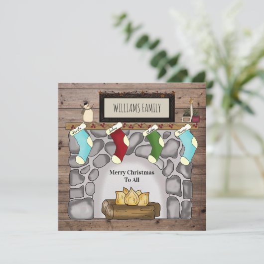 Farmhouse Rustic Primitive Home & Hearth Name Feestdagenkaart (Staand voorkant)