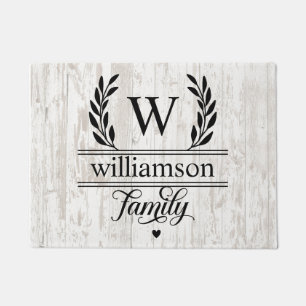 Farmhouse Rustic Style Monogramed Familienaam Deurmat