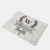 Farmhouse Rustic Style Monogramed Familienaam Deurmat (Schuin)
